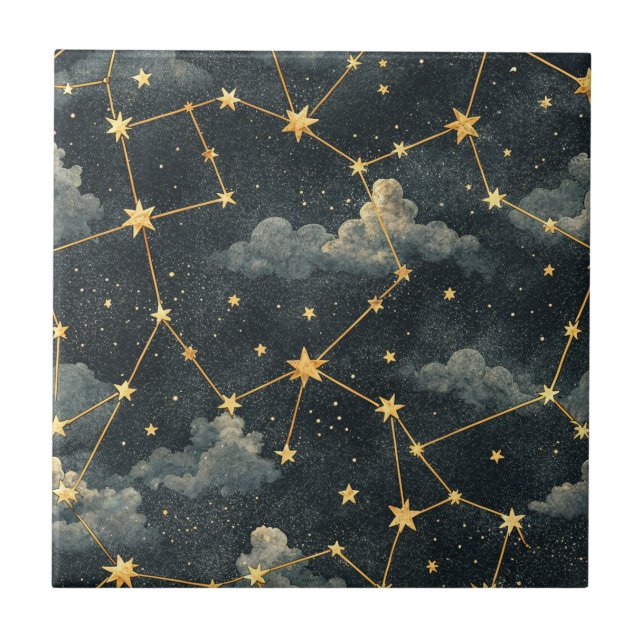 Azulejo Celestial Constellation Star Pattern (1) (Frente)
