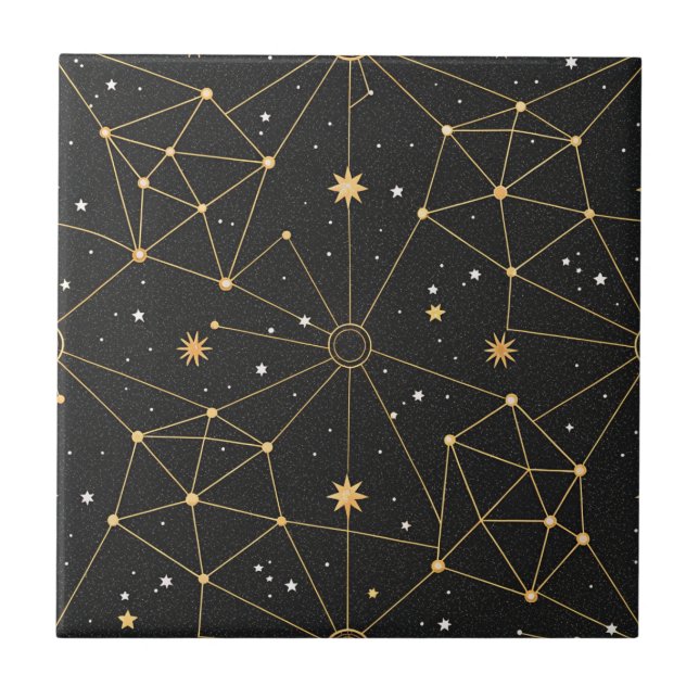 Azulejo Celestial Constellation Star Pattern (4) (Frente)