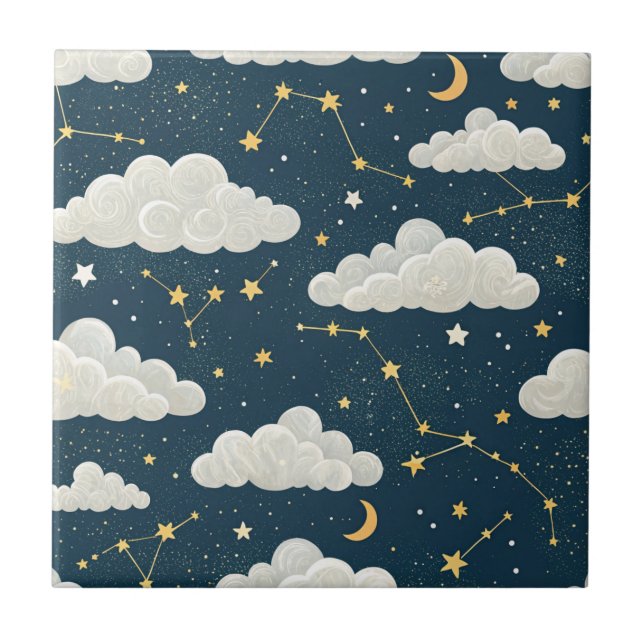 Azulejo Celestial Constellation Star Pattern (8) (Frente)