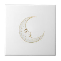Celestial Crescent Moon Face Gold Silver White