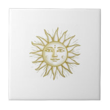 Celestial Sun with Face Gold and White