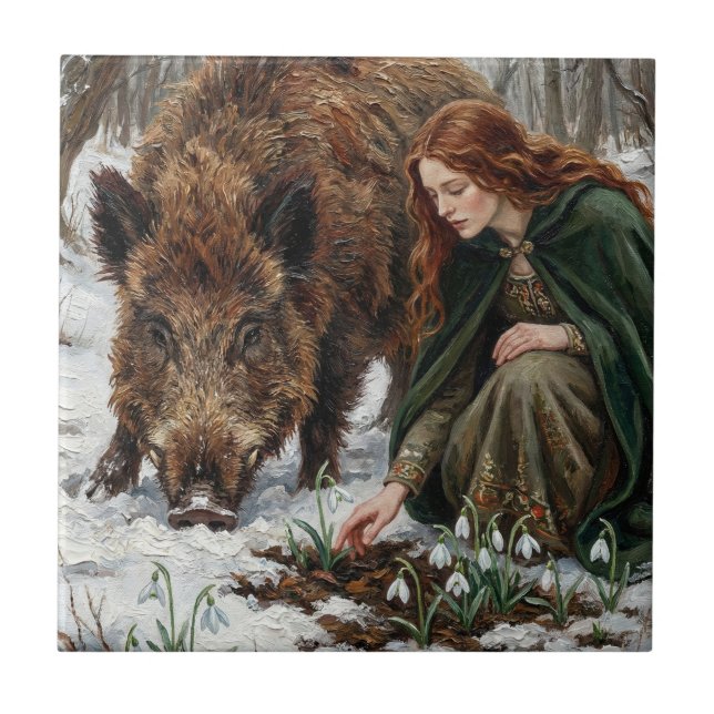 Azulejo Celtic Goddess & Wild Boar (Frente)
