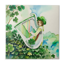 Azulejo Celtic Irish Harp Art Tile