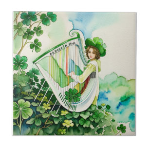 Azulejo Celtic Irish Harp Art Tile