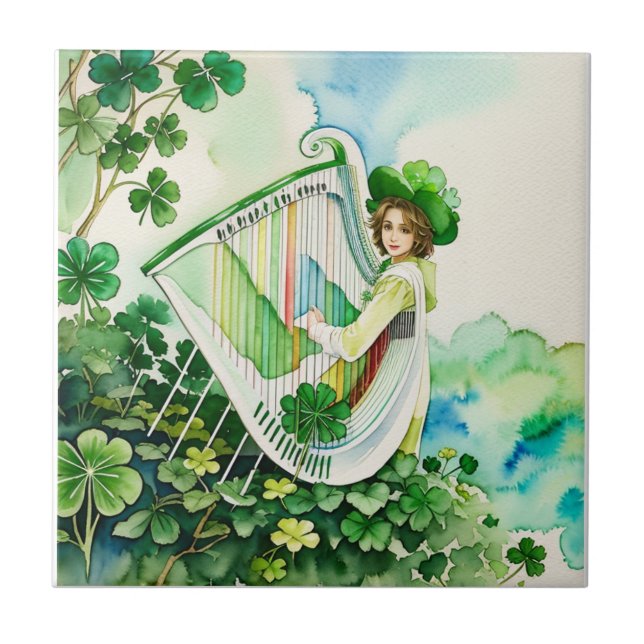 Azulejo Celtic Irish Harp Art Tile (Frente)