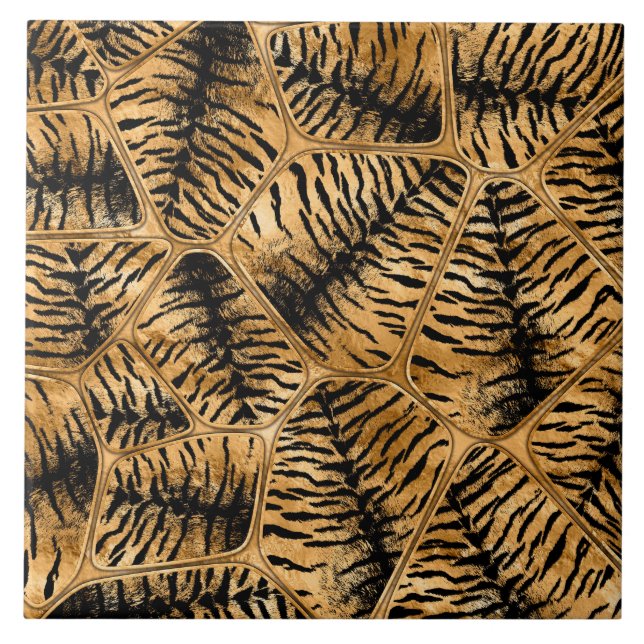 Azulejo Células Faux Fur del Tigre de oro (Frente)