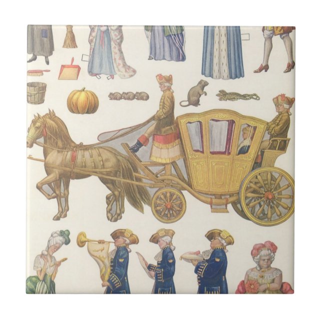 Azulejo Cenicienta, juguetes de muñecas de papel victorian (Frente)