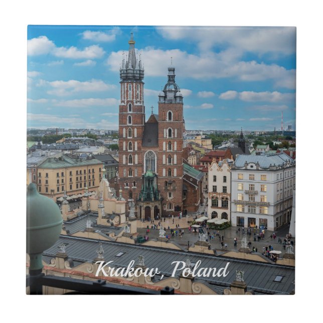 Azulejo Centro de Cracovia desde arriba en Polonia (Frente)