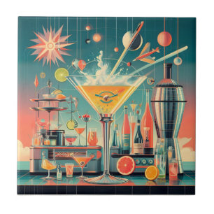 Azulejo Centro del Siglo Atómico Futurista Citrus Martini