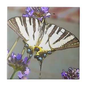 Azulejo Cepa Trasera Amarilla En Flores De Lino O Negro