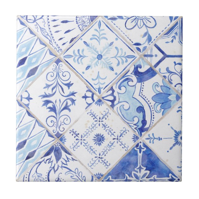 Azulejo Cerami de la Cocina Blanca Azul (Frente)
