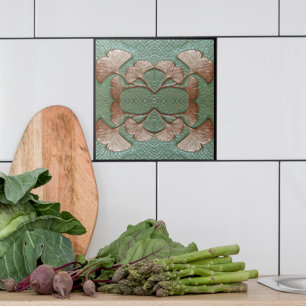 Azulejo Ceramic Gingko Tile