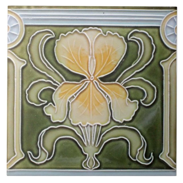 Azulejo Ceramic Tile - Art Nouveau Iris Border Tile (Frente)