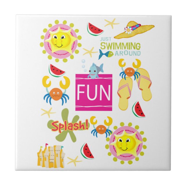 Azulejo Ceramic Tile Beach House Fun (Frente)