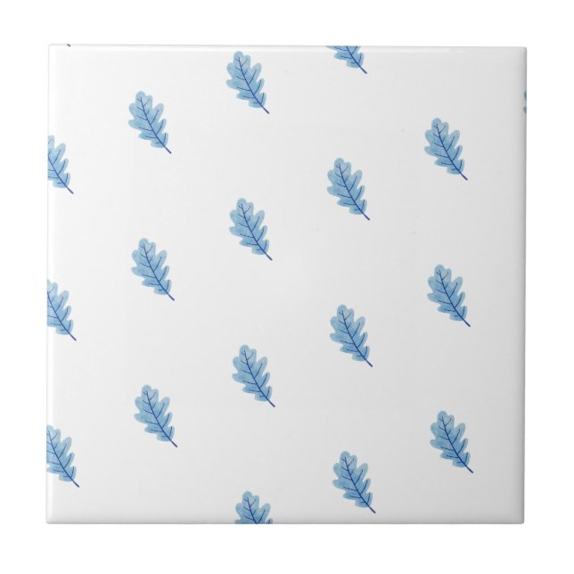 Azulejo Ceramic Tile Blue Leaves  (Frente)