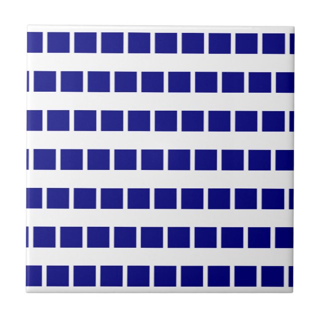 Azulejo Ceramic Tile Blue & White Stripe Checkered (Frente)