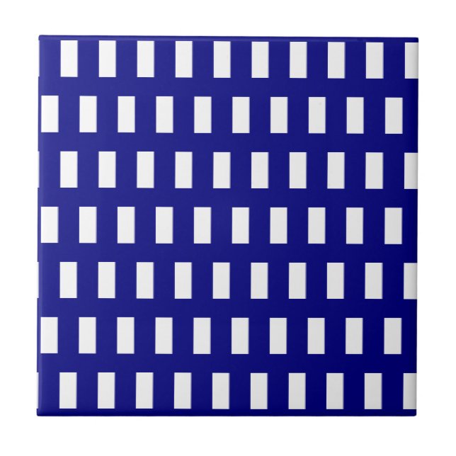 Azulejo Ceramic Tile Blue & White Stripe Checkered (Frente)
