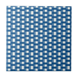 Azulejo Ceramic Tile Blue & White Stripe Square