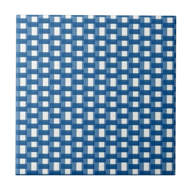 Azulejo Ceramic Tile Blue & White Stripe Square (Frente)