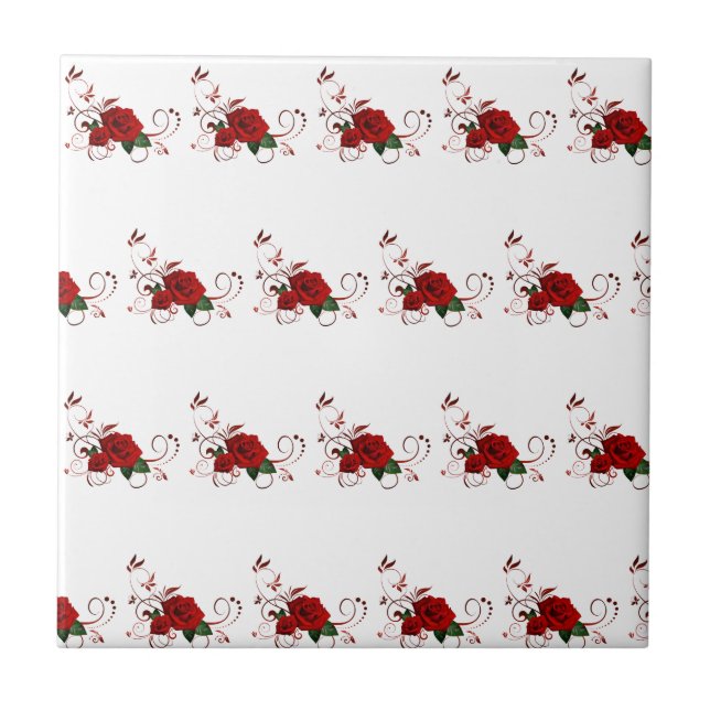 Azulejo Ceramic Tile Floral Red Rose (Frente)