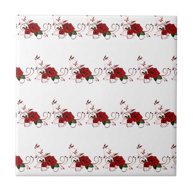 Azulejo Ceramic Tile Floral Red Rose (Frente)
