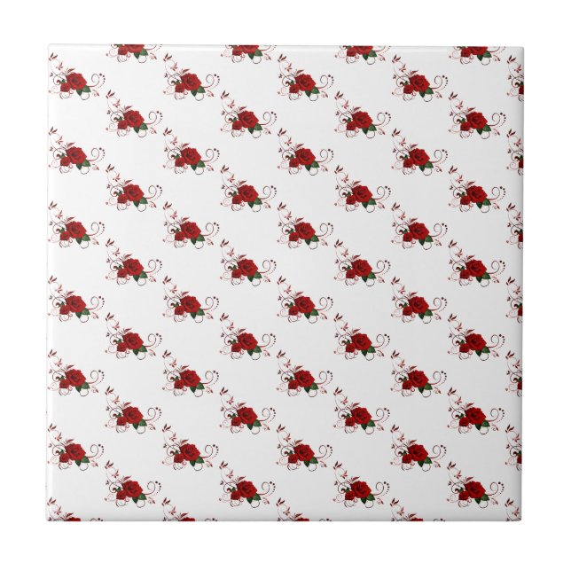 Azulejo Ceramic Tile Floral Red Rose (Frente)