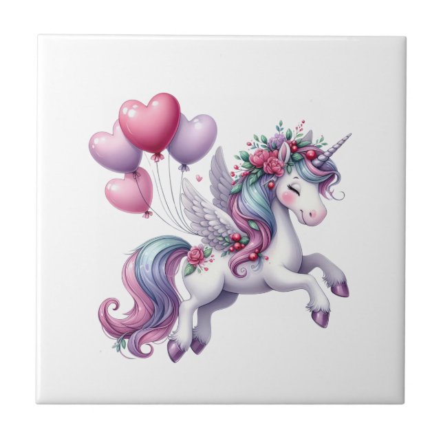 Azulejo Ceramic Tile Floral Unicorn Flowers  (Frente)