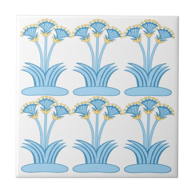 Azulejo Ceramic Tile in Minoan Lilies aqua (Frente)