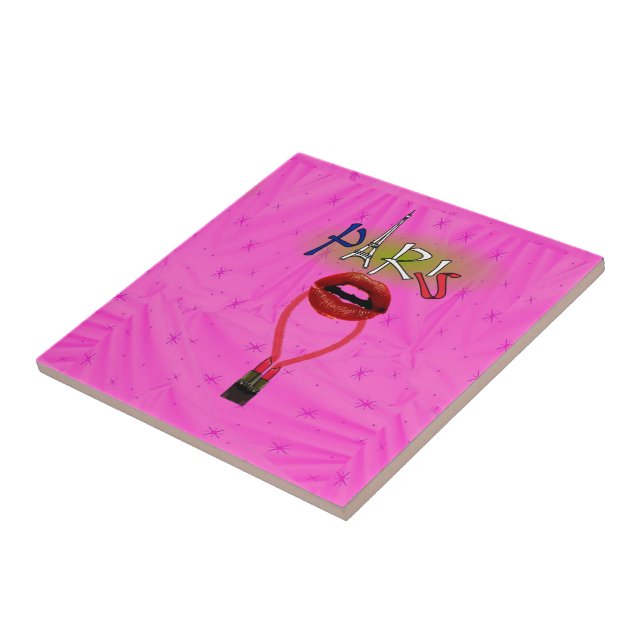 Azulejo Ceramic Tile Paris France Lipstick (Lado)