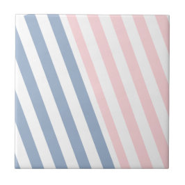 Azulejo Ceramic Tile Pink & Blue Stripe 