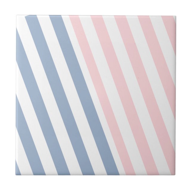 Azulejo Ceramic Tile Pink & Blue Stripe  (Frente)