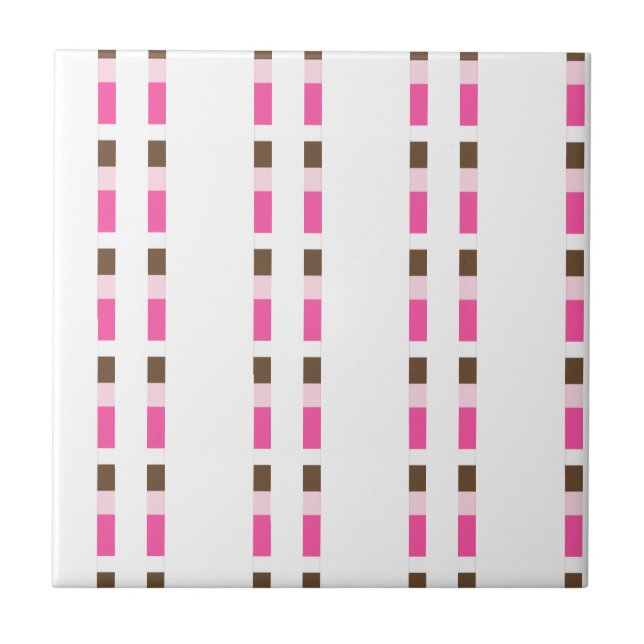 Azulejo Ceramic Tile Pink Brown White Stripe (Frente)