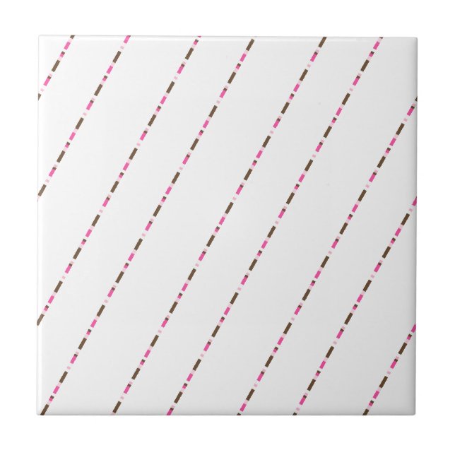 Azulejo Ceramic Tile Pink Brown White Stripe (Frente)