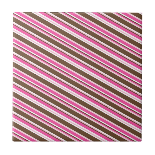 Azulejo Ceramic Tile Pink Brown White Stripe (Frente)