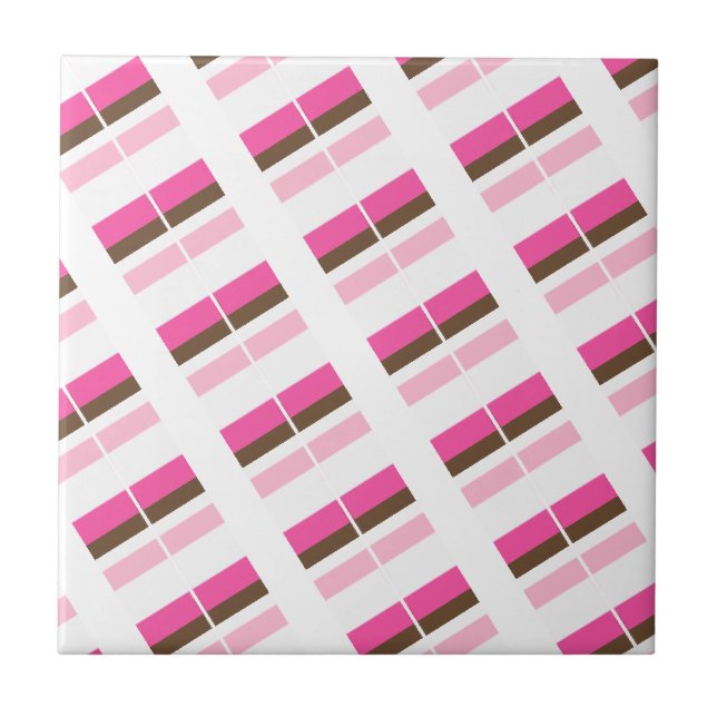 Azulejo Ceramic Tile Pink Brown White Stripe (Frente)