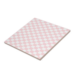 Azulejo Ceramic Tile Pink & White Square