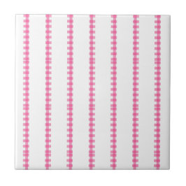 Azulejo Ceramic Tile Pink & White Stripe Square