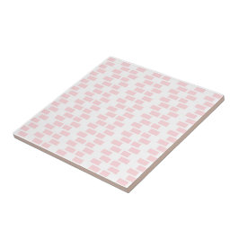 Azulejo Ceramic Tile Pink & White Stripe Square