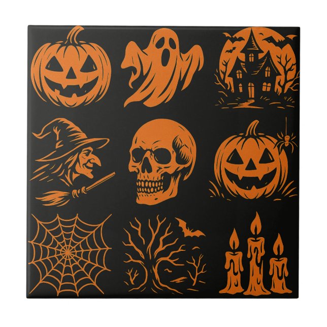 Azulejo Ceramic tiles with various Halloween-themed images (Frente)