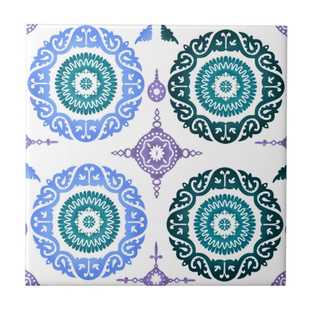 Azulejo Ceramic Wall Tile – Portuguese Blue & Teal. (Frente)
