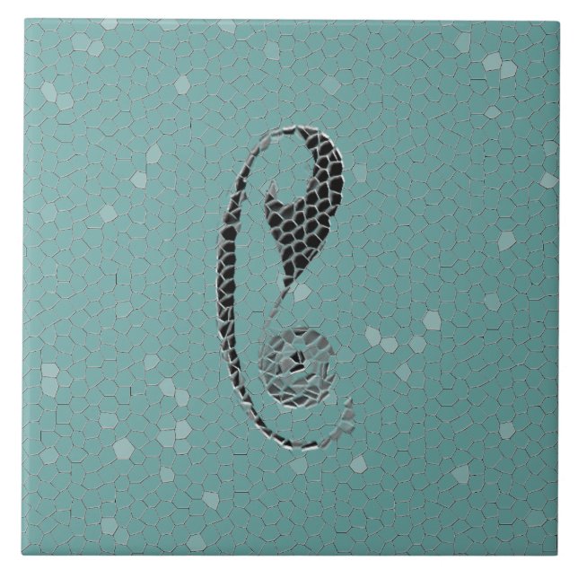 Azulejo Cerámica antigua de la letra C del monograma (Frente)