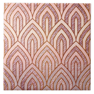 Azulejo Cerámica Art Decó De Dos Tonos Rosa
