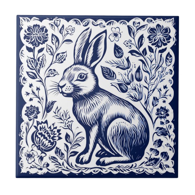 Azulejo Cerámica de Conejo Rústico (Frente)