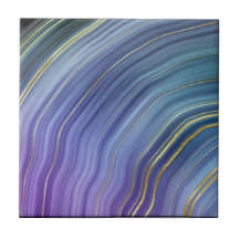 Cerámica de estilo geode azul y dorado