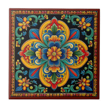Cerámica de flores de estilo Huichol mexicano 10/1