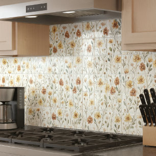 Azulejo Cerámica de flores silvestres acuarela boho