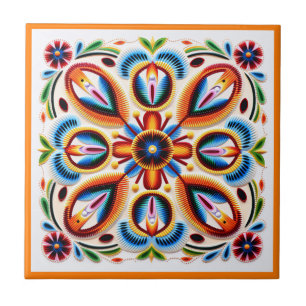Azulejo Cerámica de huichol mexicano