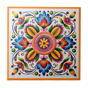 Azulejo Cerámica de huichol mexicano