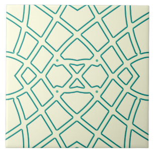 Azulejo Cerámica de patrón clásico con contorno verde vibr