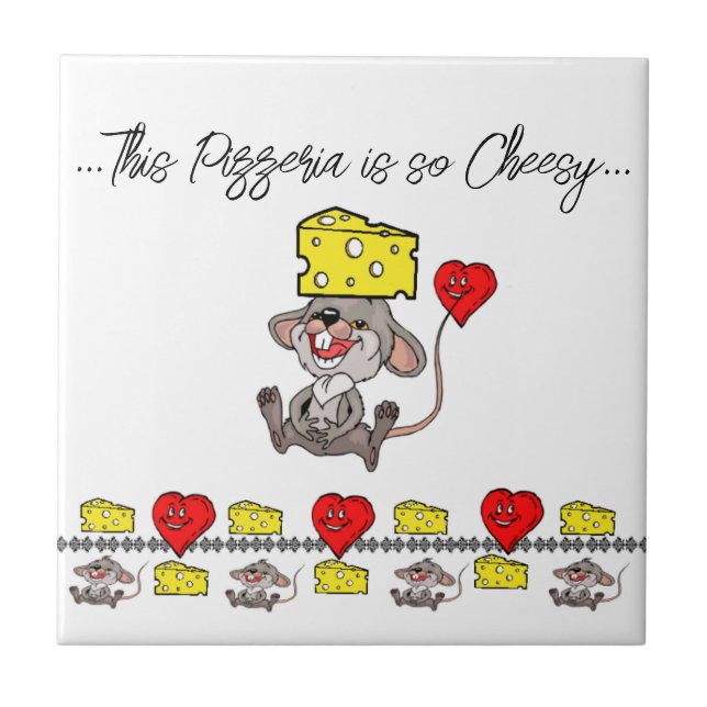 Azulejo Cerámica de ratones de tela tan cursi Pizza Pizzer (Frente)